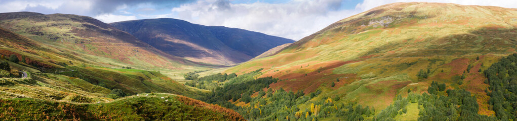 Fototapeta na wymiar Panorama of Glen Roy in the Highlands of Scotland