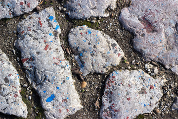 Close up of an old stone pavement