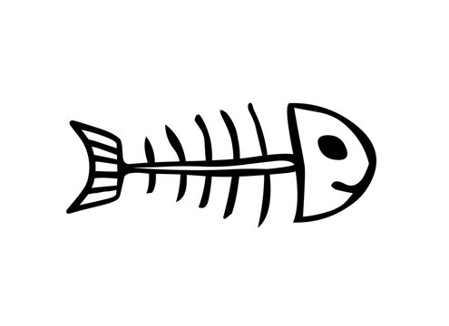 fish skeleton black on white