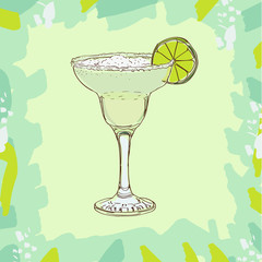 Hand drawn illustration of cocktail. Daiquiri. Vector collection.