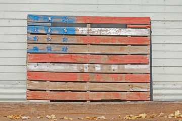 Pallet painted in the colors of the American flag