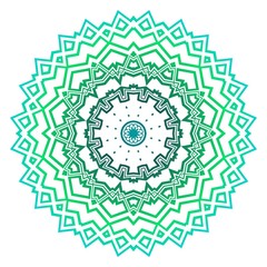 Green color Mandala flower decoration. Vector floral ornament. Tribal ethnic fashion motif for paper, textile.