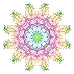 Rainbow color mandala. Decorative ethnic prnament. Vector illustration