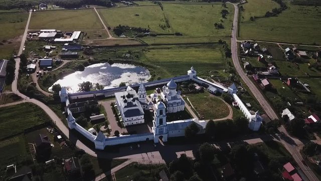 Nikitsky Monastery. Pereslavl-Zalessky. Gold ring of Russia. Pereslavl beyond the woods. Monastery. Church. Lake Pleshcheyevo. Aerial