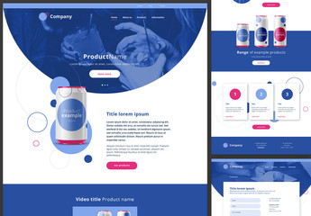 Website Design Layout with Blue and Pink Accents