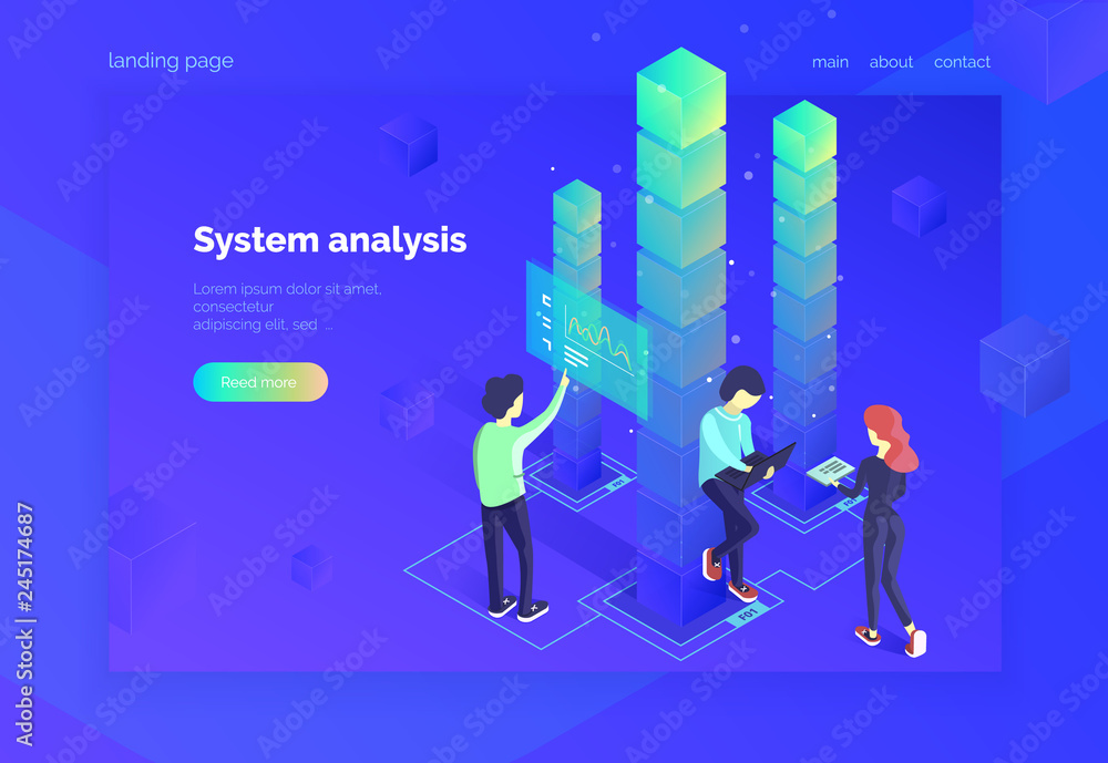 Poster system analysis. a group of people interact with the data system and receive statistical information