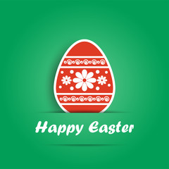 red Easter egg with patterns on green background