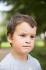 Close-up portrait sad boy