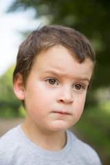 Close-up portrait thinking boy