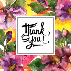 Red purple camelia floral botanical flower. Watercolor background illustration set. Frame border...