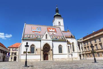 Fototapeta na wymiar St. Mark's Church at St. Mark's Square, Zagreb, Croatia