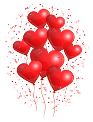 Flying Red Heart Balloons