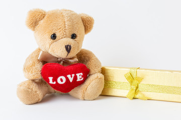 Teddy bear and present for valentine's day