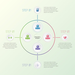 Colorful infographic template with fitness icons. Colorful business concept.