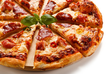 Pizza pepperoni with salami