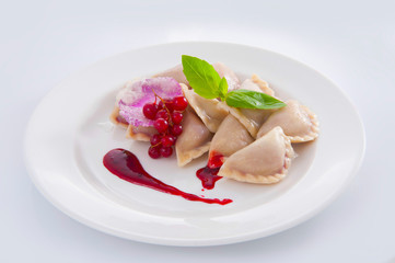 isolated appetizing food on white plate with white background