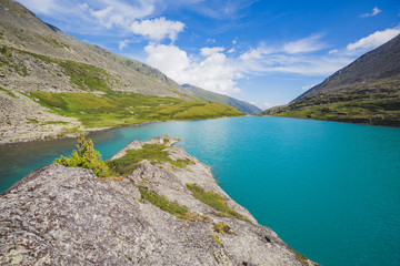 Naklejka na ściany i meble Lower Akchan lake. Altai Mountains landscape