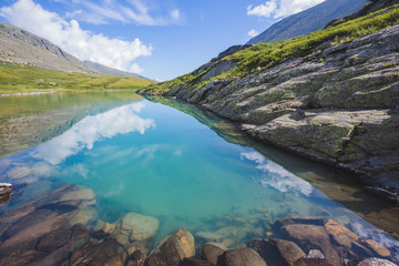 Fototapeta na wymiar Lower Akchan lake. Altai Mountains landscape