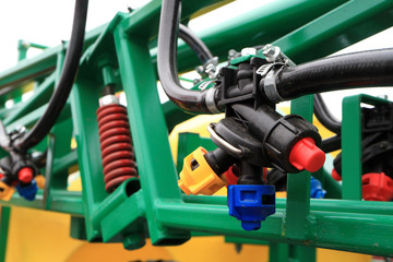 Spray heads of agricultural sprayers. Watering machine. Sprinkler system. Spraying machine.