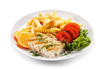 Fish dish - fried fish fillet and vegetables