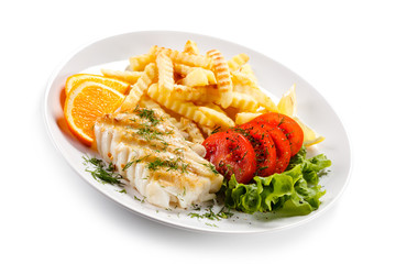 Fish dish - fried fish fillet and vegetables
