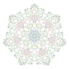 Circular symmetric mandala on white background. Illustration of pattern coloring