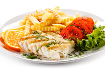 Fish dish - fried fish fillet and vegetables
