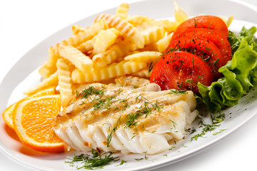 Fish dish - fried fish fillet and vegetables