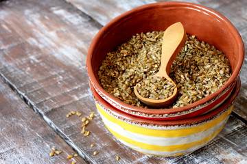Wheat grains in a bowl