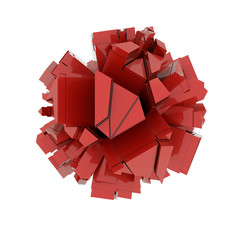 3D Red futuristic city form random render