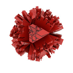 3D Red futuristic city form random render