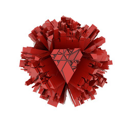 3D Red futuristic city form random render