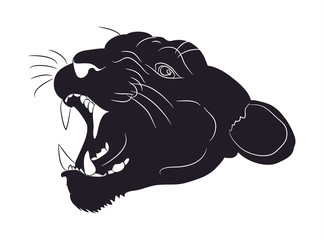 portrait of a cougar silhouette, vector