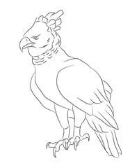 eagle sits, lines, vector