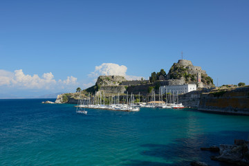 Naklejka premium view of Old Venetian Fortress in Kerkira (Corfu, Greece, Ionian Islands)