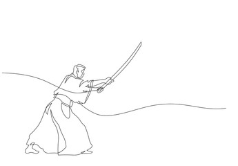 Fototapeta premium Japanese fencing master(kendo)