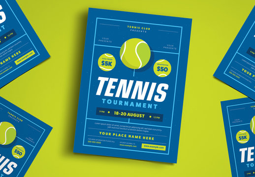 Blue Tennis Tournament Event Flyer