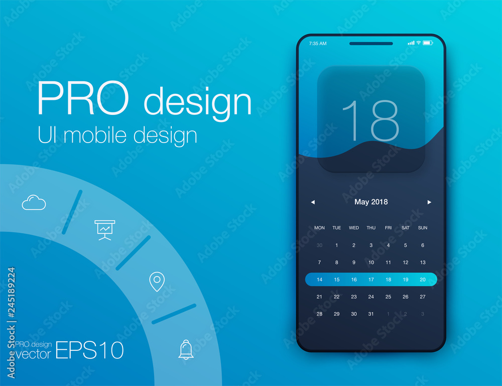 Poster fitness app. ui ux design. ui design concept with web elements