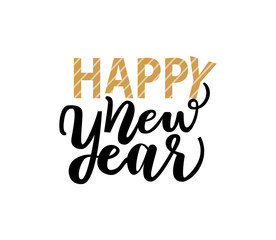 Happy New Year Lettering Text with Calligraphics