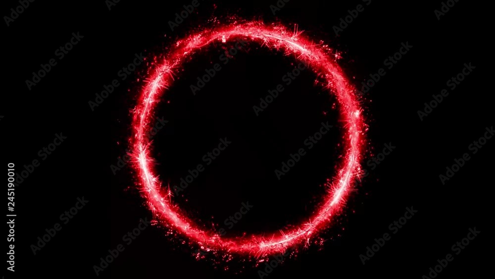 Poster Abstract Magic Fairy Colored Circle Spinning Loop/ 4k animation of an abstract colorful circle with light particles spinning seamless looping