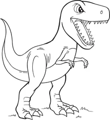 Wall murals Cartoon draw Tyrannosaurus Rex Dinosaur Coloring Page Vector Illustration Art