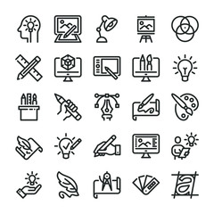 Design and drawing icons set. Line style