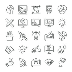 Fototapeta premium Design and drawing icons set. Line style