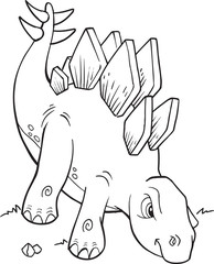 Stegosaurus Dinosaur Coloring Page Vector Illustration Art