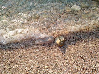 Small waves washing over the shore