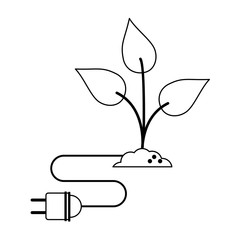 Green energy ecology concept black and white