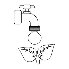 ecology faucet tap with water black and white