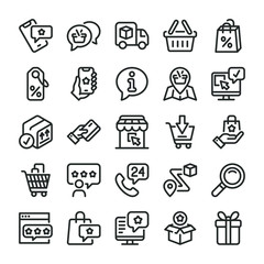 Shop, shipping and feedback icons set. Online store symbols. Line style