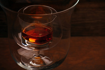 whiskey glass wooden background 