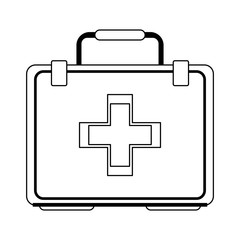 First aids suitcase black and white